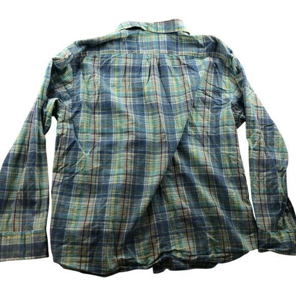 J.Crew Mens Shirt Size XL Plaid Long Sleeve Button Up Green Western Casual Y2K - Picture 2 of 10
